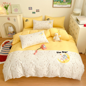 Ensemble de literie 4 pièces en coton de haute qualité, nouveau modèle été 2026, broderie <span class=keywords><strong>licorne</strong></span>, design mignon de dessin animé pour enfants - Product Image 2