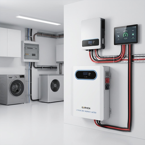 แบตเตอรี่ลิเธียมไอรอนฟอสเฟตแบบติดผนัง 51.2V LiFePO4 สำหรับวงจรการใช้งานแบบ Deep Cycle ใช้งานร่วมกับอินเวอร์เตอร์พลังงานแสงอาทิตย์แบบไฮบริดของ EU - Product Image 2