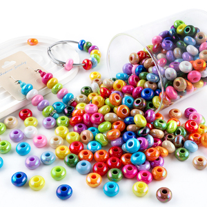 Perles en plastique acrylique de 14 mm de couleur unie pour bricolage, perles à grand trou en forme de roue, perles plates transparentes en plastique, vente en gros - Product Image 4