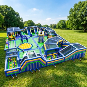 WINSUN Bouncer, Parque de Diversiones Inflable para Niños, Ciudad de la Diversión, Área de Juegos al Aire Libre, Brincolín con Tobogán y Pista de Obstáculos para Adultos - Product Image 1