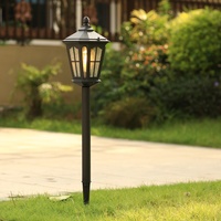 Lampes de colonne LED solaires étanches IP65 à télécommande, blanc chaud, en aluminium moulé sous pression, faisceau à 360 degrés, pour aménagement paysager et pelouse