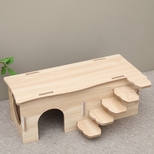 Juguete para Hámster, Casa de Madera Sostenible, Ecológica, Fácil de Limpiar, Multifuncional, Laberinto de Múltiples Habitaciones, Escalera, Casa de Dos Habitaciones con Forma de Árbol - Product Image 3
