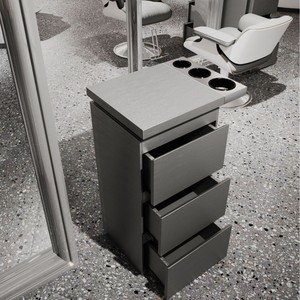 Barber Shop <b>Tool</b> Counter Hair Salon Dedicated Stainless Steel Hair <b>Storage</b> <b>Cabinet</b> with Drawer and Hair Dryer Rack - Product Image 5