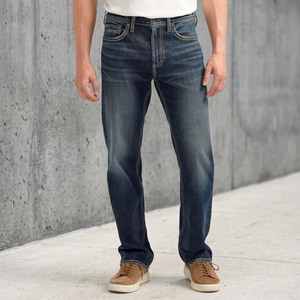 Jean décontracté en denim uni pour homme, taille mi-haute, extensible, coupe droite, écologique, respirant et léger pour le printemps, l'été et l'automne - Product Image 3
