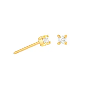 Month birthday stone color diamond gold plated sterling silver round-cut cubic zirconia stud valentine earrings