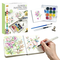 Kit de Peinture Portable Premium FLOWER PAINTING TOYS – Ensemble de Voyage d'Art Aquarelle de Poche pour Enfants, Débutants Créatifs, Cadeau Idéal pour Filles