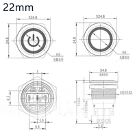 Interrupteur à bouton-poussoir métallique étanche IP67 22 mm 12 V 24 V à réinitialisation automatique marche/arrêt haute intensité avec voyant lumineux