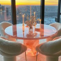 HJ HOME Italienischer Natürlicher Jade-Leuchttisch Moderner Luxus-Marmortisch Rosa Langer Ovaler Esstisch