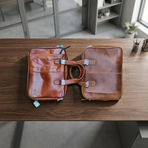 Maletín Clásico de Cuero Genuino Impermeable y Antirrobo para Portátil, Bolso de Hombro Duradero de Gran Capacidad para Oficina, Hecho a Mano, Color Marrón Bronceado - Product Image 4