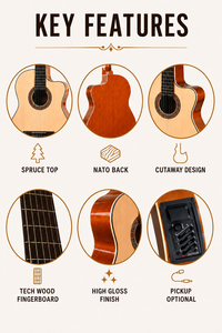<span class=keywords><strong>Chitarra</strong></span> <span class=keywords><strong>Classica</strong></span> Cutaway da 39 Pollici con Corpo Sottile, Top in Abete, Produttore OEM ODM - Product Image 3