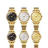 CHENXI Dawn Markenuhren Grenzüberschreitende Unisex Wasserdichte Datums- und Tagesanzeige Goldfarben Quarz Edelstahl 30M Wasserdicht