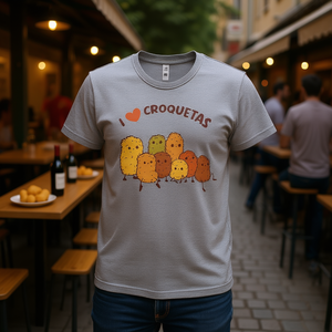 T-shirt I Love Croquetas grigia girocollo a maniche corte unisex promozionale - Product Image 3