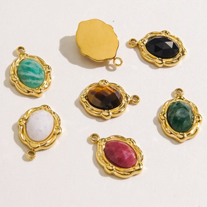 Delicado 10,5*15mm Acero inoxidable Irregular redondo encanto colorido facetado piedra Natural colgante DIY joyería - Product Image 2