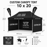 Tente Pop-Up Personnalisée 10x20 avec Logo, en Oxford PVC Imperméable, Abri Extérieur pour Salons Professionnels, Événements et Publicité - Vente en Gros