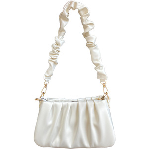 Sac à bandoulière plissé blanc nuage pour femme, fermeture éclair, style simple et tendance, idéal pour l'été - Product Image 5