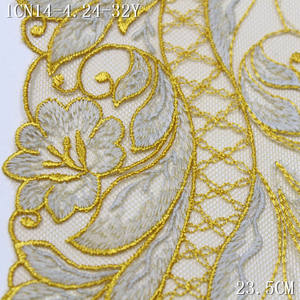 Pizzo <span class=keywords><strong>Ricamato</strong></span> Bicolore a Fiori 23cm, Morbido <span class=keywords><strong>Tulle</strong></span> Giallo e <span class=keywords><strong>Bianco</strong></span>, Bordatura in Pizzo <span class=keywords><strong>Ricamato</strong></span> per Abiti da Donna e Accessori Lingerie - Product Image 3