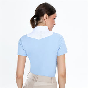 新しい服の女性の水色RTS乗馬競技ショーシャツメッシュ半袖トップス - Product Image 2
