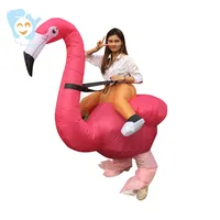 Disfraz de Halloween para adultos y niños, flamenco rosa, inflable, divertido, Unisex