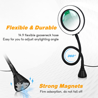 Magnetic Base Reading Desk Lamp 3-color LED Light Level 10 Lighting Adjustment with 3X Glass Lens for DIY/Close Work
