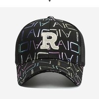 Gorra de béisbol ajustable de 6 paneles con letras bordadas de malla estilo coreano para mujer, primavera/verano, estilo urbano, snapback para hombre