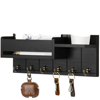 Organisateur d'outils mural double niveau robuste en bois écologique pour accessoires de cuisine, balais et serpillères avec égouttoir