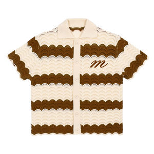 Suéter de ganchillo calado personalizado para <span class=keywords><strong>hombre</strong></span>, camisas de punto suave con botones superiores, <span class=keywords><strong>jersey</strong></span> de fútbol de manga corta de punto de algodón de verano - Product Image 6