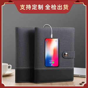 Cuaderno de papel y cuero PU A5 personalizado con carga inalámbrica 8000mAh Powerbank USB Regalo del Día de San Valentín Logotipo bordado - Product Image 3