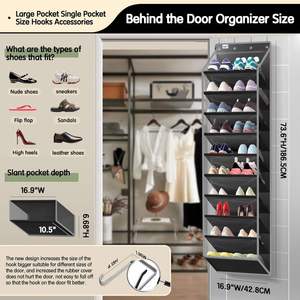 10 Tier Space Saving Heavy Duty Hanging <b>Storage</b> <b>Rack</b> Over the Door Organizer Holds 20+ Pairs of Footwear Boots Sneakers - Product Image 6