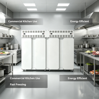 Vierdeurs automatische snelvriezer met luchtafvoer -45~-80°C, plug tray ontwerp, PLC-gestuurd, capaciteit 90L-2400L voor commerciële diepvriesproducten