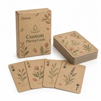 Boîte de jeu de cartes à logo personnalisé en papier kraft pour cartes à jouer botaniques, idéale pour les cadeaux de beauté