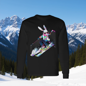T-shirt à manches longues pour skieur, motif lapin, ski, hiver, neige - Product Image 3