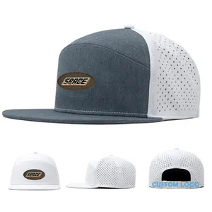 Лидер продаж, новая мода, лазерная резка, вышивка, полиэфирная водонепроницаемая 6-панельная плоская шляпа для гольфа с логотипом на заказ