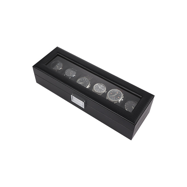 Luxury 6 Grids Watch Box High End PU Leather Watch Case with Window Watch Display