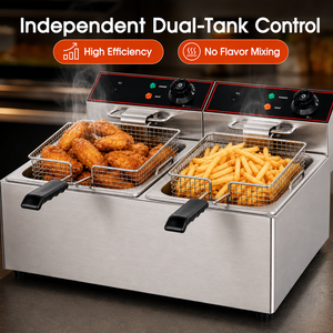Commercial Electric Deep Fryer 12L Double Tank Double <b>Basket</b> 2.5kW for French Fries Chicken Fast Food Restaurant Catering - Product Image 3