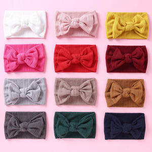 2024 Otoño Invierno Color sólido bebé acanalado lazo nudo <span class=keywords><strong>turbante</strong></span> diademas lana ganchillo <span class=keywords><strong>tejido</strong></span> <span class=keywords><strong>turbante</strong></span> diademas <span class=keywords><strong>para</strong></span> niñas - Product Image 2