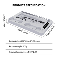 Support de charge et de refroidissement P5 avec lumière RGB et crochet pour casque, support de charge pour 2 manettes sans fil pour console PS5 (éditions disque et numérique)
