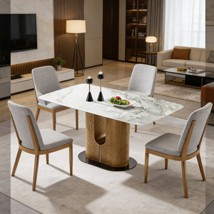 Mesa de Comedor de Mármol de Mediados de Siglo, Estilo Italiano Ultra Minimalista, Rectangular, para Apartamentos Pequeños, Moderna - Product Image 1
