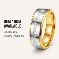 18K Vergoldeter Edelstahl Paarring mit Gravur 'Love Forever' Hochzeitstag Premium Nicht Verblassend