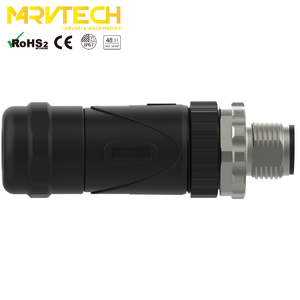 ขั้วต่อสายเคเบิลวงกลม M12 แบบกันน้ำ ยี่ห้อ Marvtech รุ่น Male 8 Pin a Code  วัสดุไนลอน สำหรับประกอบในสนาม - Product Image 2
