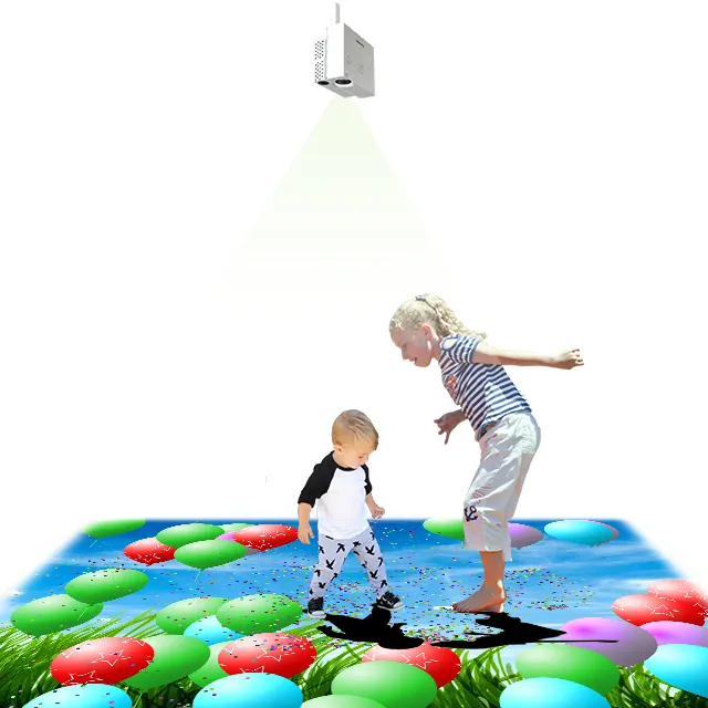 Chariot kids interactive floor games system includes mini pc,projector,motion sensor, interactive projection software