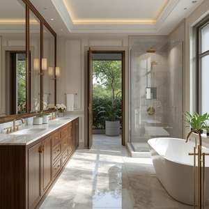 Luxury Modern European-Style Modern Design <b>Bathroom</b> Cabinet <b>with</b> LED <b>Mirror</b> Water-Resistant Feature for Hotels and Households - Product Image 2
