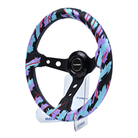 Volant de course modifié TIYPEOR 320 mm en cuir brodé personnalisé trois couleurs pour drift