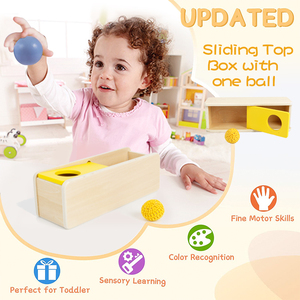 Boîte <span class=keywords><strong>Montessori</strong></span> Imbucare en bois contreplaqué avec <span class=keywords><strong>tiroir</strong></span> rectangulaire rond coulissant et un jeu de lancer de boules <span class=keywords><strong>Montessori</strong></span> - Product Image 2