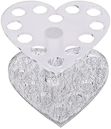 Crystal heart-shaped Art brush holder 12 hole Pen storage makeup brush display, silver base