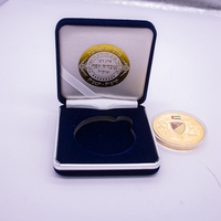 Boîte de présentation élégante pour médaille rectangulaire ou carrée en or, étui de rangement personnalisé en cuir PU de haute qualité avec bords métalliques argentés