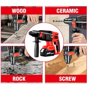 2000W4機能26mmブラシレスコードレス電動ハンマードリルロータリーハンマーインパクトドリル、588vfバッテリー付き - Product Image 5