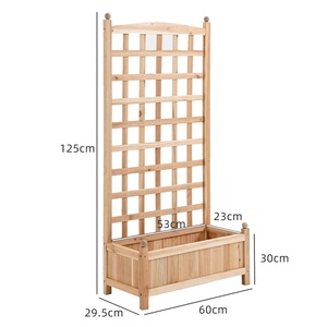 <span class=keywords><strong>Jardinière</strong></span> surélevée en bois avec treillis décoratif, bac à plantes en bois naturel, <span class=keywords><strong>jardinière</strong></span> d'extérieur pour plantes grimpantes et fleurs - Product Image 3