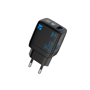 Cargador Rápido y Seguro Dual NCC CD-0402 EU 35W GaN USB + TYPE-C con Pantalla Digital Negro - Product Image 2