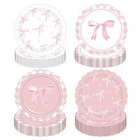 Ensemble de fête à thème d'assiette en papier jetable en dentelle rose pour anniversaire nouvel an chinois boîte de remise des diplômes emballée fournitures de fête d'anniversaire