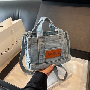 Bolso Bandolera Mini Retro de Moda para Mujer, Cierre de Cremallera, Aislado, de Mezclilla, con Forro de Poliéster, Venta al Por Mayor - Product Image 3